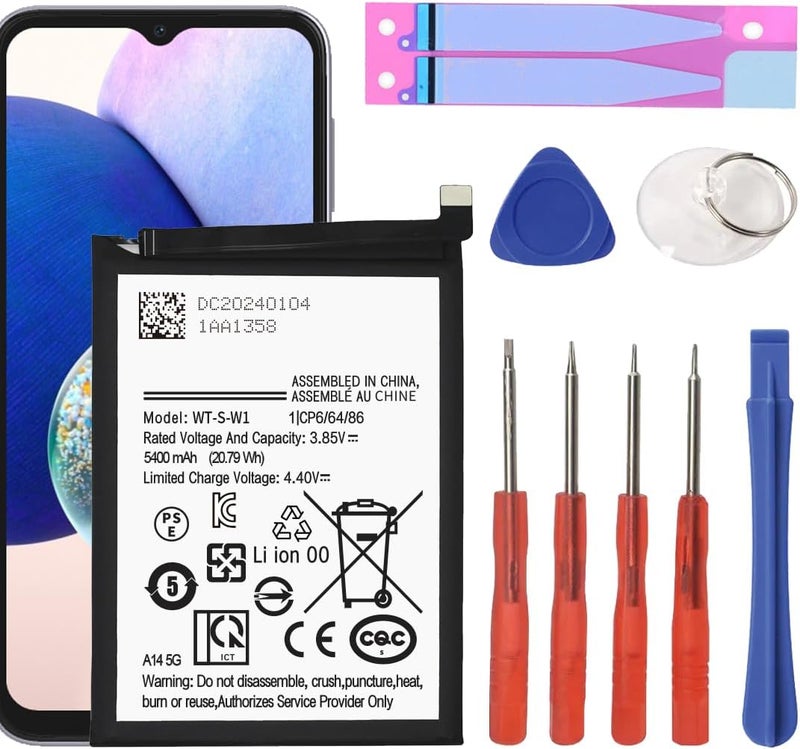 ITMBET Battery for Samsung Galaxy A14 5G, 5400mAh Upgraded 2024 New 0 Cycle Battery Replacement for SM-A146U SM-A146U1 SM-A146W SM-S146VL SM-A146M with Professional Replacement Tool Kits - Image 1